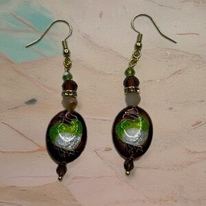 Handmade Green and Brown Earrings